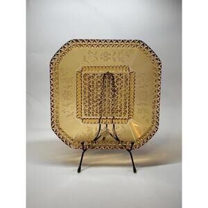 Antique EAPG Adams & Co. " Wildflower" Amber Glass Rectangular Tray c. 1894